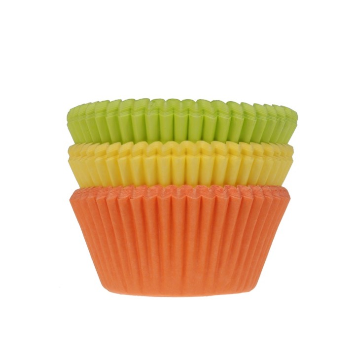 Muffinbackförmchen Sommer-Mix Orange Gelb Grün Cupcake Papierförmchen