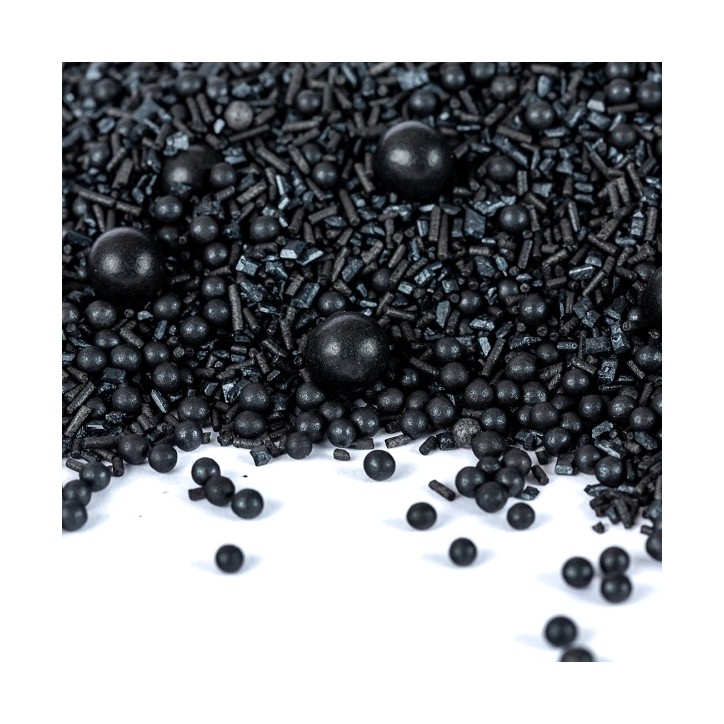 Black Sprinkles - Black Medley Sugardecoration - Black Cake Decoration - Black Sugar Sprinkle