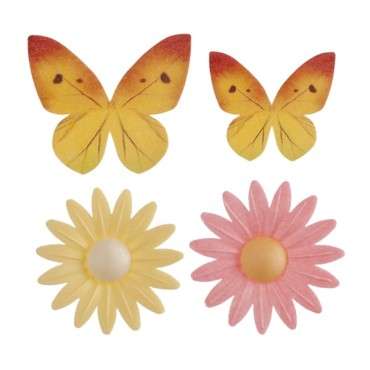 Edible Daisy Flower Cake Decor - Glutenfree Butterfly Decoration - Cake Topper Flowers