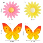 DeKora Edible Wafer Paper Daisy Flower & Butterflies 8 pcs