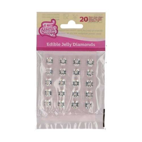 FunCakes 20 Essbare Diamanten clear, 10mm