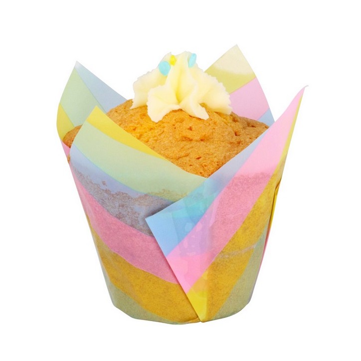 Striped Tulip Muffin Cases - Rainbow Striped Tulip Baking Cups MC500