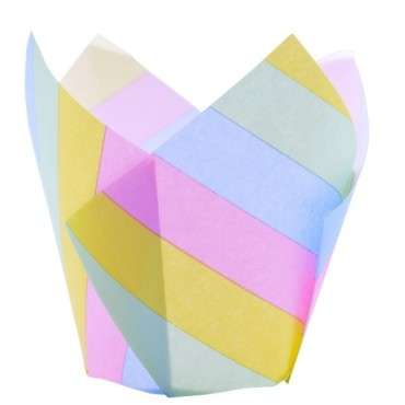 Striped Tulip Muffin Cases - Rainbow Striped Tulip Baking Cups MC500