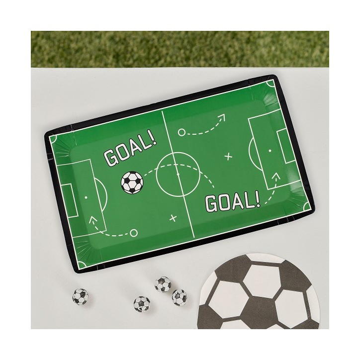 Fussballparty Teller - Fussball Goal Pappteller - Fussballparty Platten - Teller Fussballfeld