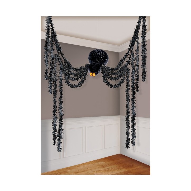 Spider Partydecoration - Honeycomb Decoration Spider 360cm