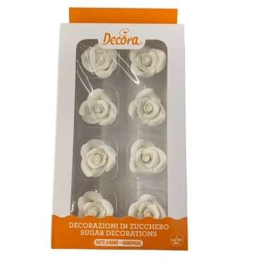 White Sugar Roses 35mm - Medium Sized Sugar Decoration Roses White