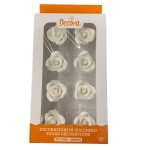 Decora 8 Sugar Roses White, 3.5cm