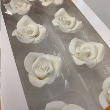 White Sugar Roses 35mm - Medium Sized Sugar Decoration Roses White