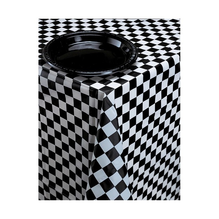 Racing Style Table Cover - Tablecloth Racetrack - Black/White Checkered Tableware