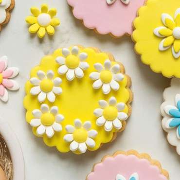 Flower Cake Decoration - Sugar Daisy White/Yellow - Cake Sprinkles Margerites