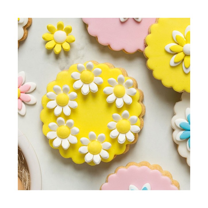 Flower Cake Decoration - Sugar Daisy White/Yellow - Cake Sprinkles Margerites