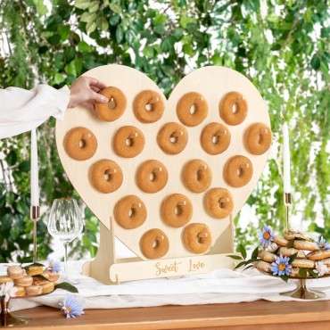 PartyDeco Sweet Love Wooden Donut Wall HEART for 18 Donuts