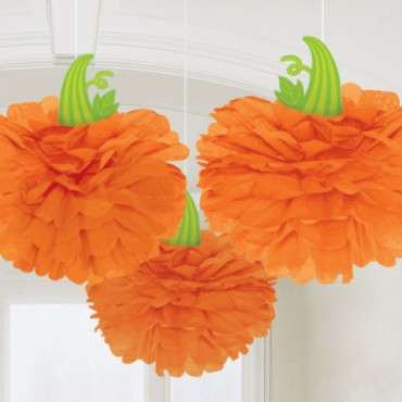 Amscan Paper Hanging Decorations Pumpkin, 3 Pcs