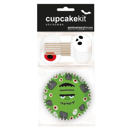 Frankenstein Cupcake Kit with Topper - Eye & Skull Cupcake Topper Halloween J212