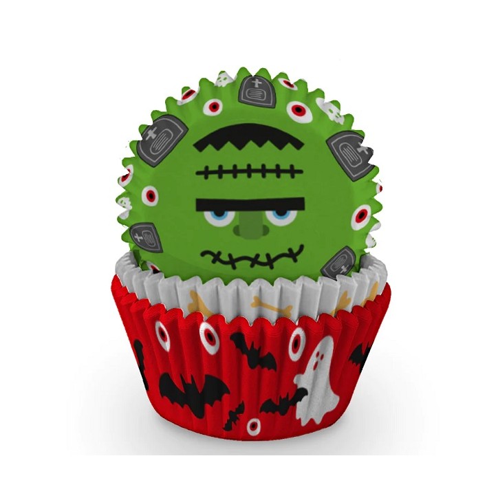 Halloween Charakter Cupcakeförmchen Vampir Mumie & Frankenstein