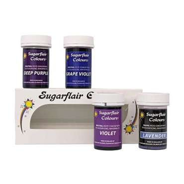 Sugarflair Paste Colour Mixed Purple Set/4 Kosher Food Colouring