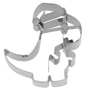 Dinosaur Christmas Cookie Cutter - T-Rex with Santa Hat Cutter