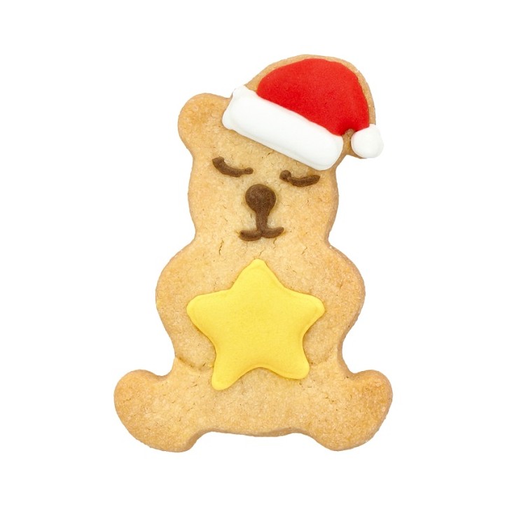 Teddybär mit Stern Ausstecher - Weihnachtsteddybär mit Stern Edelstahlausstecher