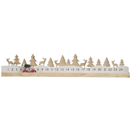 Wooden Reusable Christmas Advent Calendar with Moveable Car