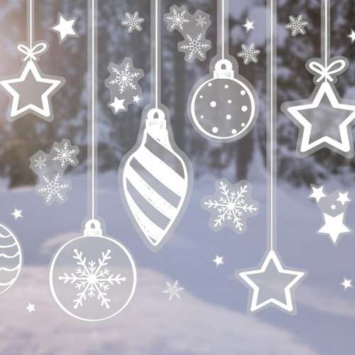 Ginger Ray Christmas Snowflakes & Baubles Window Stickers