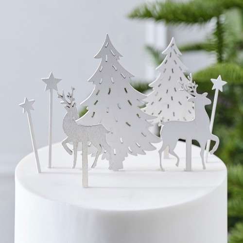 Ginger Ray Woodland Scene Wooden Christmas Cake Topper