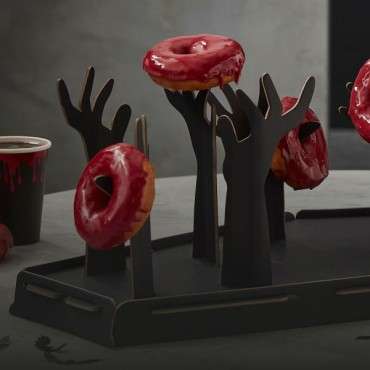 Halloween Show Stopper Black Coffin Stand with Zombie Hands