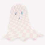 Meri Meri Halloween Pink Checker Ghost Party Plates, 8 pcs