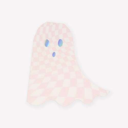 Meri Meri Halloween Pink Checker Ghost Paper Napkins, 16 pcs