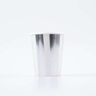 Silver Tableware - Disposable Cups with Silver Stripes