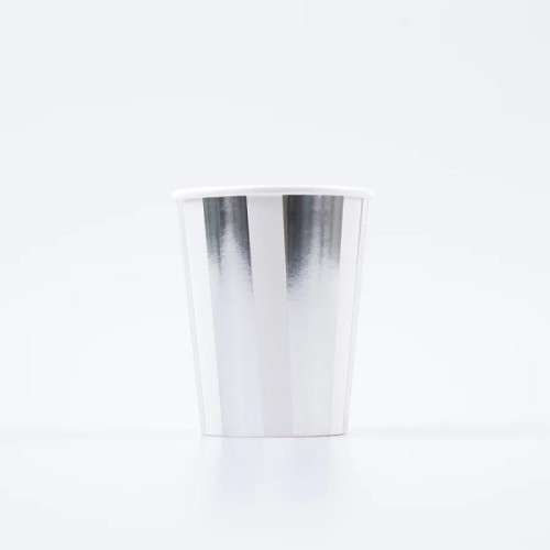 Meri Meri Silver Striped Cups, 8 pcs