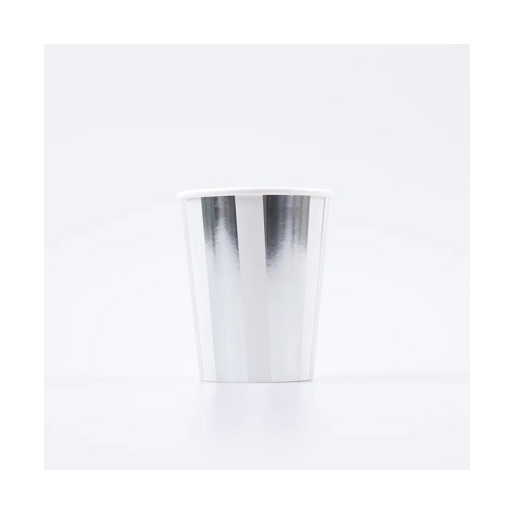 Silver Tableware - Disposable Cups with Silver Stripes