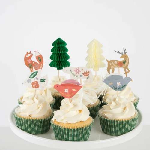 Meri Meri Folk Woodland Cupcake Deko Set 48-teilig