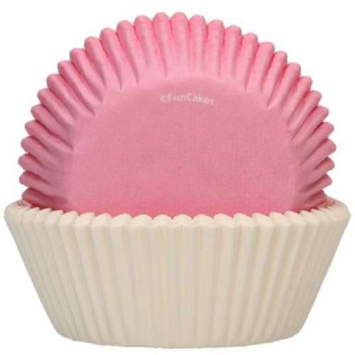 FunCakes light pink and white Cupcake Cases, 48pcs