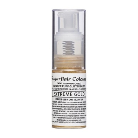 Sugarflair Extreme Gold Powder Puff Glitter Dust Spray, 10g