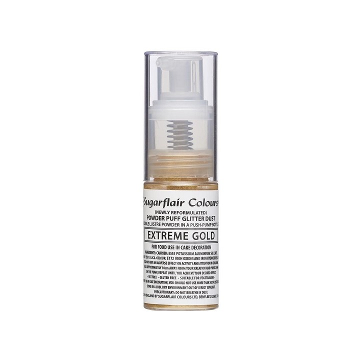 Sugarflair Extreme Gold Powder Puff Glitter Dust Spray, 10g