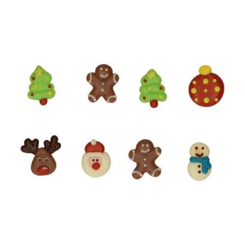 FunCakes Colourful Christmas Chocolate Decoration, 8 pcs