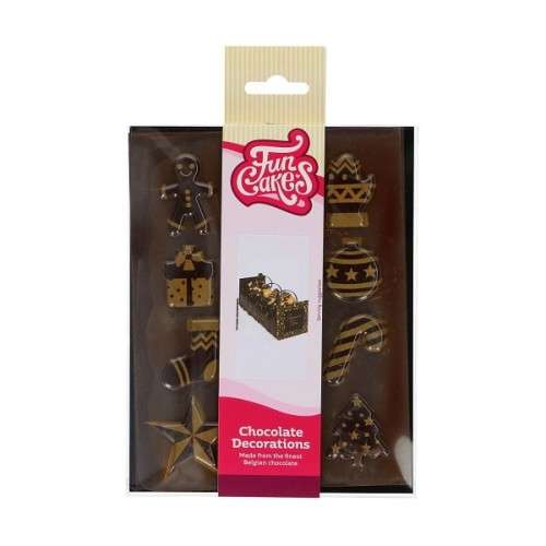 FunCakes Gold Christmas Chocolate Decoration, 12 pcs