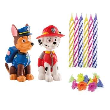 Paw Patrol Kuchendekoration Set mit Tortenfiguren Chase & Marshall