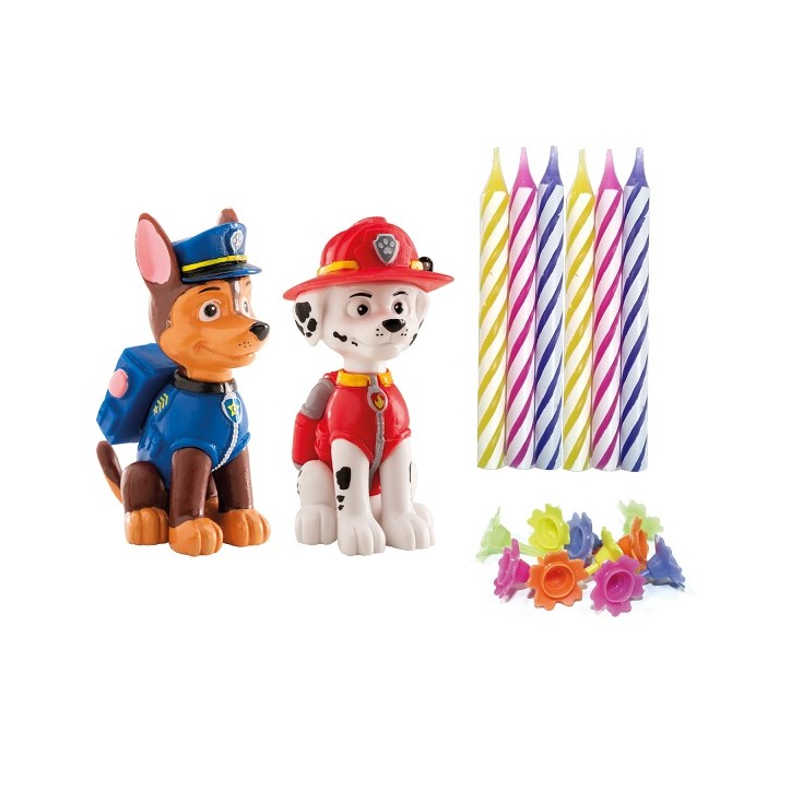 Paw Patrol Kuchendekoration Set mit Tortenfiguren Chase & Marshall