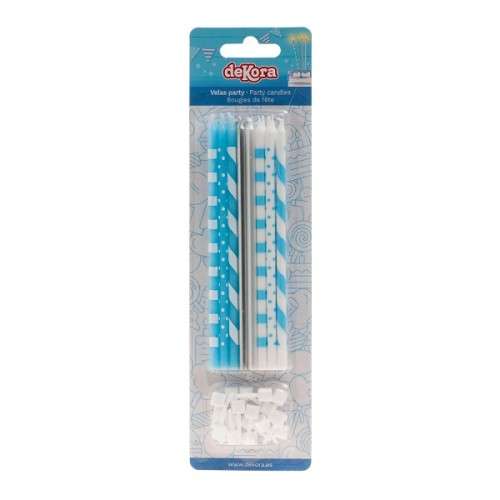 DeKora 13cm Tall Candles Blue Mix, 16 Pcs