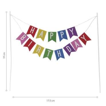 HAPPY BIRTHDAY FLAG CAKE TOPPER