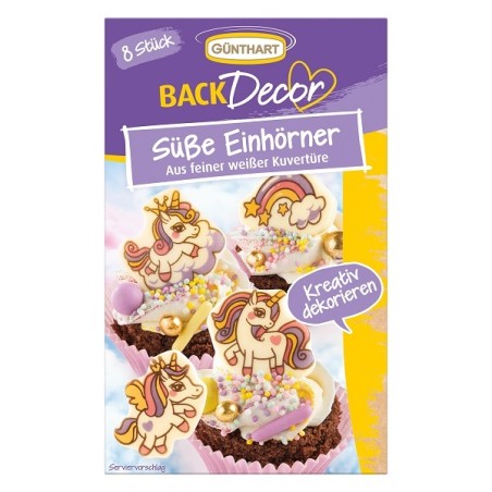 Einhorn Schokoladendekor - Einhorn Kuchenaufleger - Schokotopper Einhorn