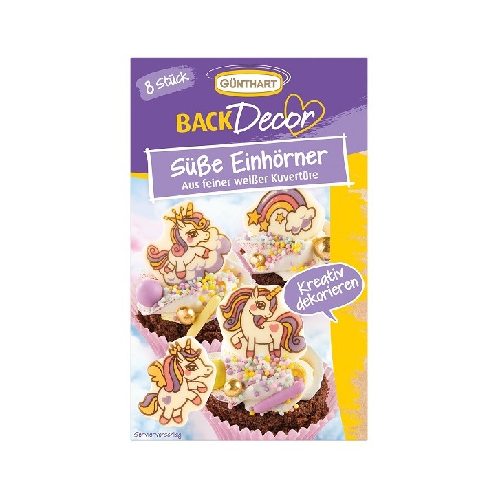 Einhorn Schokoladendekor - Einhorn Kuchenaufleger - Schokotopper Einhorn