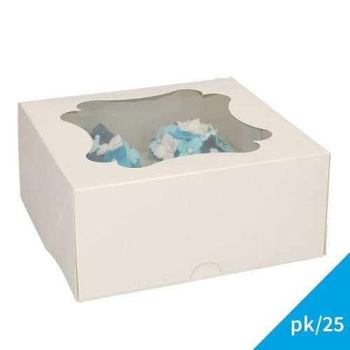 FunCakes 4 Regular or 8 Mini Cupcake Box White, 25 pcs