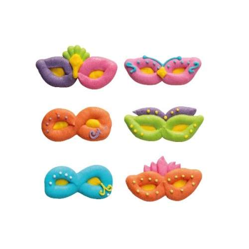 Decora Carnival Masks Sugar Decorations, 6 pcs