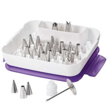 Wilton Spritztüllen Set Deluxe - Wilton Tüllenset mit Box - Wilton Spritztüllen Set 22-teilig