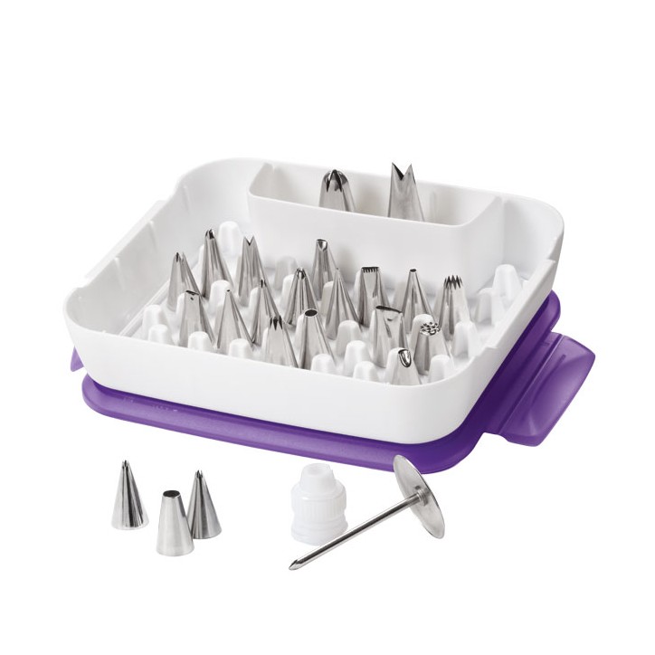 Wilton Spritztüllen Set Deluxe - Wilton Tüllenset mit Box - Wilton Spritztüllen Set 22-teilig