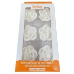 Decora 6 Sugar Roses White, 5cm