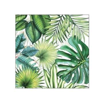 Ambiente Tropical Leaves White Napkins, 20 pcs