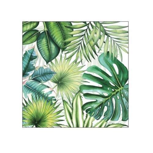 Ambiente Tropical leaves white Napkins, 20 pcs